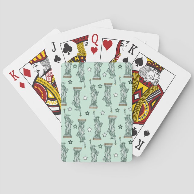 Baralho Statue of Liberty - Green Stars Playing Cards (Verso)
