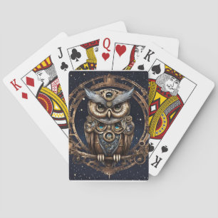 Baralho Steampunk Owl contra o céu estrelado