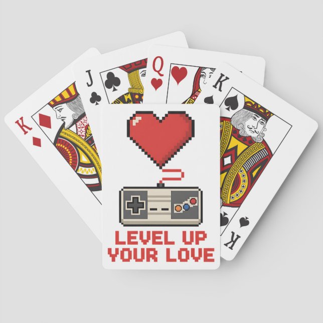 Baralho Suba de Nível Seu Amor, Design de Jogos Retro Pixe (Verso)
