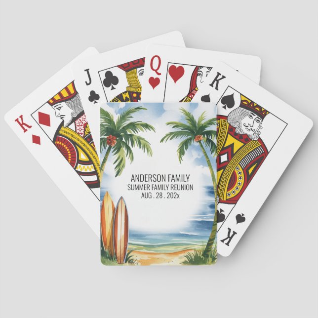 Baralho Summer Sunset Beach Palm Tree Family Reunion Poker (Verso)