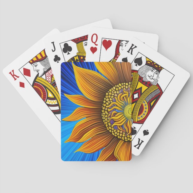 Baralho Sunny Sunflower russo em azul (Verso)