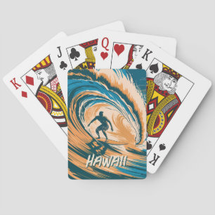 Baralho Surfista de Texto Personalizado Ondas de Surf Arte