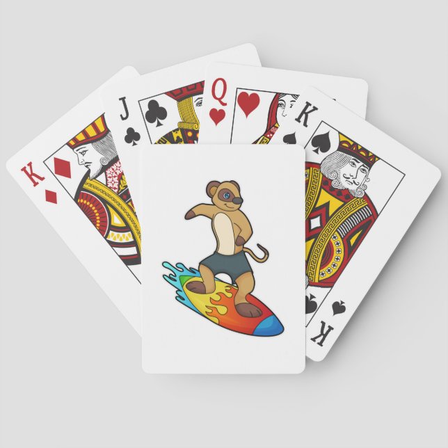 Baralho Suricata como Surfista com Prancha de Surfe (Verso)