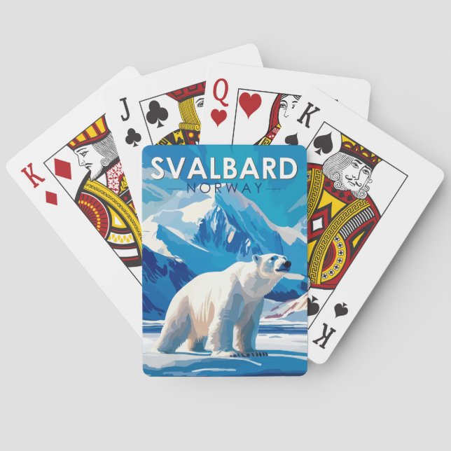 Baralho Svalbard Norway Polar Bear Viagem Art Vintage (Verso)