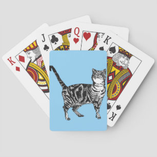 Baralho Tabuleiro de Gato Bonito Desenho Cartões Azuis