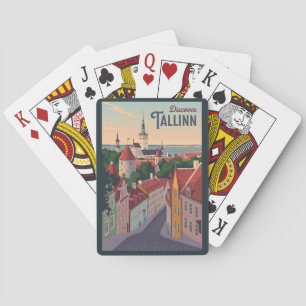 Baralho Tallinn Estônia Ilustração Viagem Art Vintage