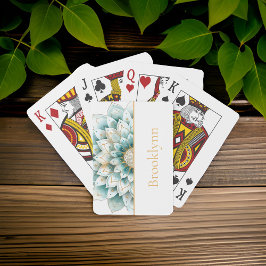 Baralho Teal Blue Dourado Floral Mandala Personalizado