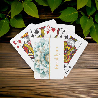 Baralho Teal Blue Dourado Floral Mandala Personalizado