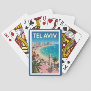 Baralho Tel Aviv Israel Ilustração Viagem Arte Vintage