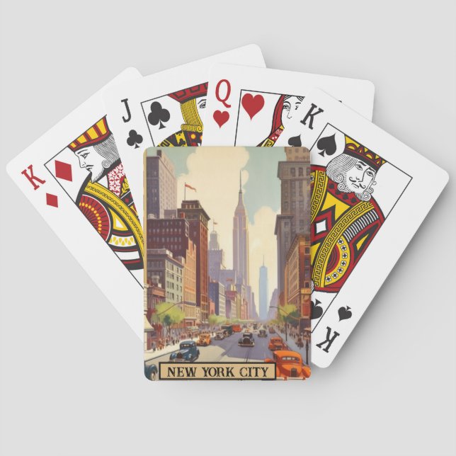 Baralho Tema Retro de Viagem de Nova York Antiga (Verso)
