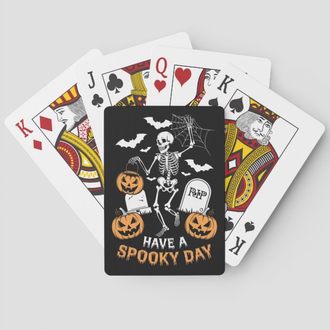 Baralho Tenham Um Esqueleto De Bruxas De Halloween De Dia  (Verso)