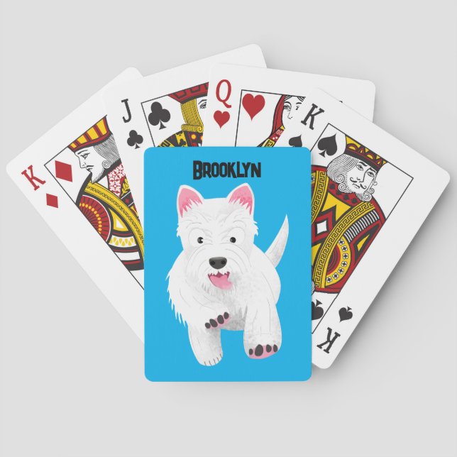 Baralho Terrier cartoon branco fofo de highland ocidental (Verso)