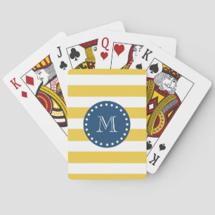 Baralho Teste padrão branco amarelo das listras, monogram