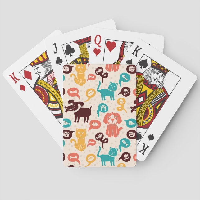 Baralho Teste padrão com gatos e os cães engraçados (Verso)