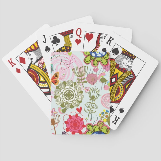 Baralho Teste padrão floral no estilo retro 2 (Verso)