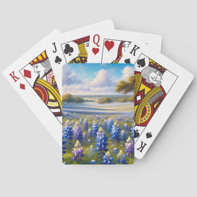 Baralho Texas Bluebonnet Meadow Landscape (Verso)