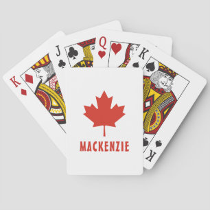 Baralho Texto do Nome do Dia do Canadá Flag Red Maple Leaf