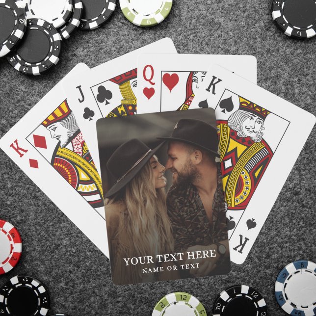Baralho Texto Personalizado Foto Simples (Custom Text Simple Photo Poker Cards)