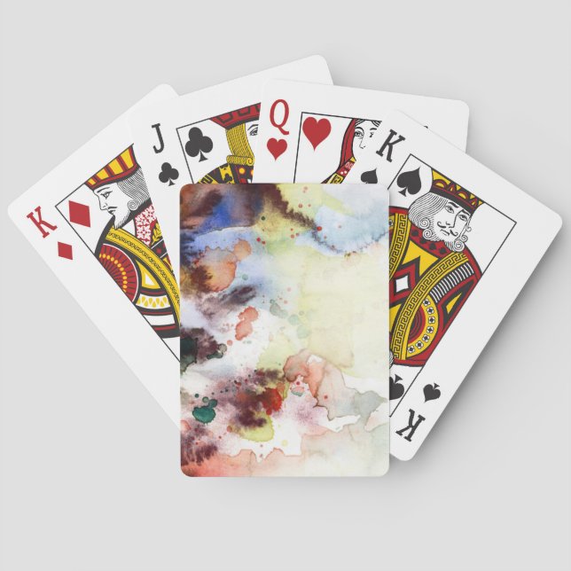Baralho Textura abstrata do grunge da aguarela com pintura (Verso)