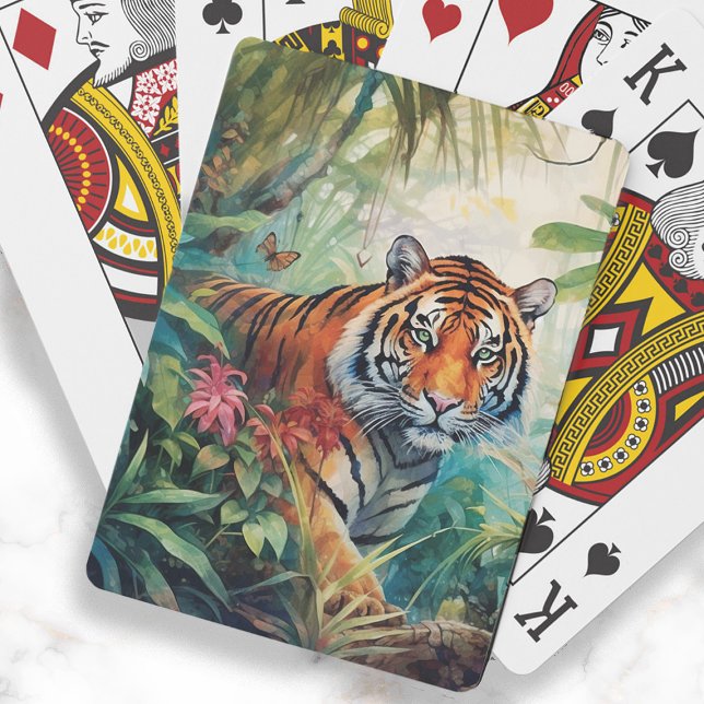Baralho Tiger Jungle Painting (Tiger in the jungle playing cards.)