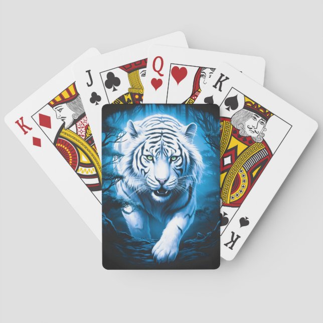 Baralho Tigre Branco Selvagem Florestal (Verso)