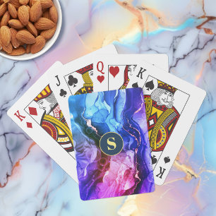 Baralho Tinta Líquida Azul, Roxo E Violeta Vermelha, Monog