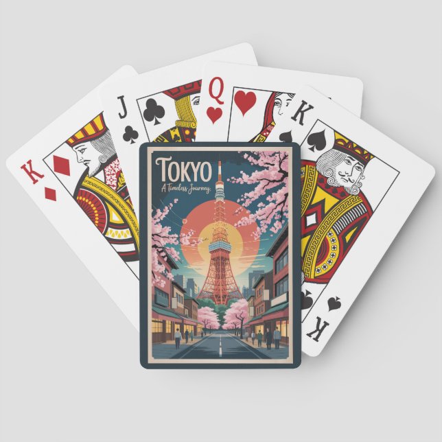 Baralho Tokyo Japan Illustration Travel Art Vintage (Verso)