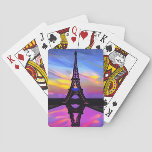 Baralho Torre Eiffel Picturesca Em Um Sunset Brilhante