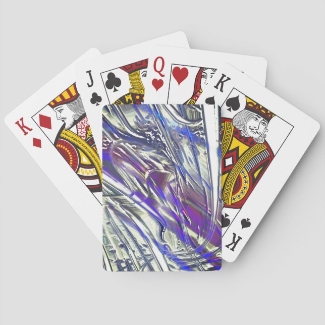 Baralho Traços rasgados na textura prateada sob fumos azui (Verso)