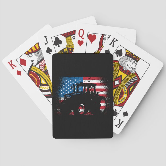Baralho Trator USA Flag design for Patriotic Farmer (Verso)