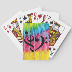 Baralho Treble Clef Bass Clef Heart Rainbow Hippie Tie-Dye