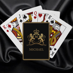 Baralho Trendy Dourada Coroa Real Emblem Lions Monograma