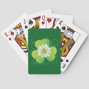 Baralho Trevo de Quatro Folhas Verde com Flor Branca