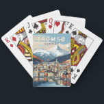 Baralho Tromso Norway Viagem Art Vintage<br><div class="desc">Tromso retro vetor viagem design. Tromsø é uma cidade do município de Tromsø no condado de Troms,  Noruega.</div>