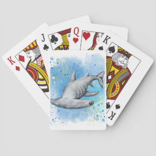 Baralho Tubarão-martelo no oceano em cartas de jogar