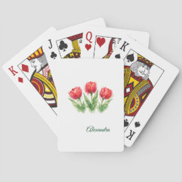 Baralho Tulipas Vermelhas Aquarela Personalizadas