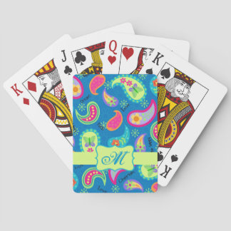 Baralho Turquesa Blue Green Modern Paisley Pattern