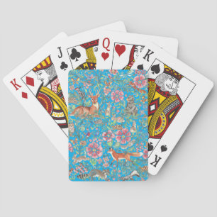 Baralho Turquesa Woodland Animal Forest Deer Fox Coelho 