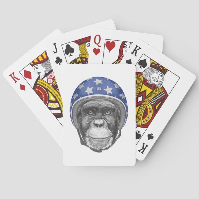 Baralho Um cavaleiro da motocicleta do chimpanzé (Verso)