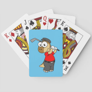 Baralho Um Dinossauro Paquicéfalossauro Jogando Golfe.