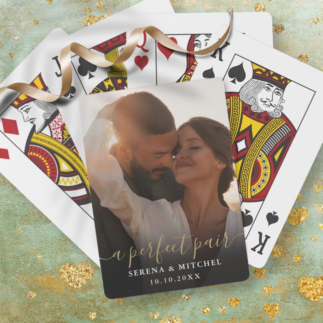 Baralho Um Favor De Casamento De Foto De Script Par Perfei (A Perfect Pair Script Photo Wedding Favor Playing Cards)
