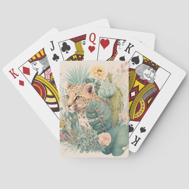 Baralho Um leopardo atrás do costume do mato (Verso)