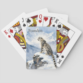 Baralho Uma Leopardo-da-Nevada no Pico Nevado Personalizad
