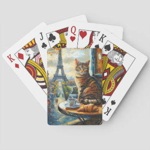 Baralho Uma Manhã em Paris   Gato Malhado em um Café
