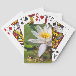 Baralho Uma rã sob uma flor de nenúfar