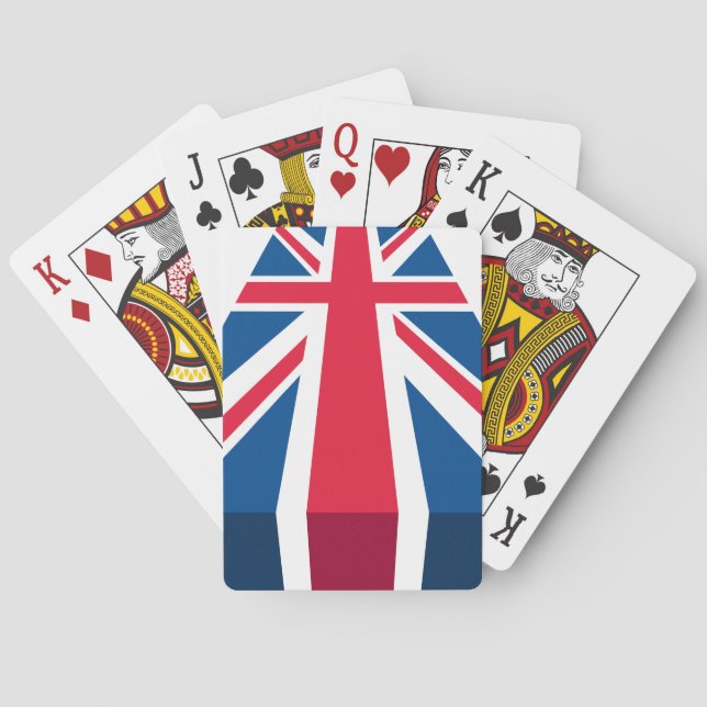 Baralho Union Jack, bandeira britânica em 3D (Verso)
