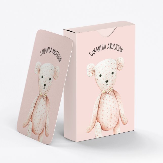 Baralho Urso de Teddy Rosa Pink Pastel de Bela Moderna com (Criador carregado)