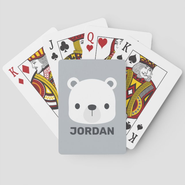 Baralho Urso Polar Bonito com Nome Personalizado (Verso)