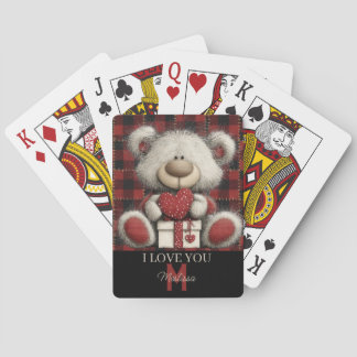Baralho Urso Xadrez Vermelho Eu Te Amo Nome Personalizado