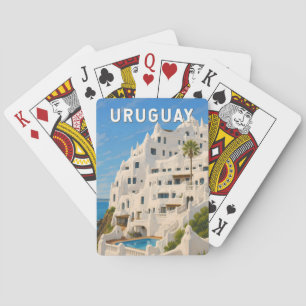 Baralho Uruguai Casapueblo Ilustração Arte de Viagem Vinta